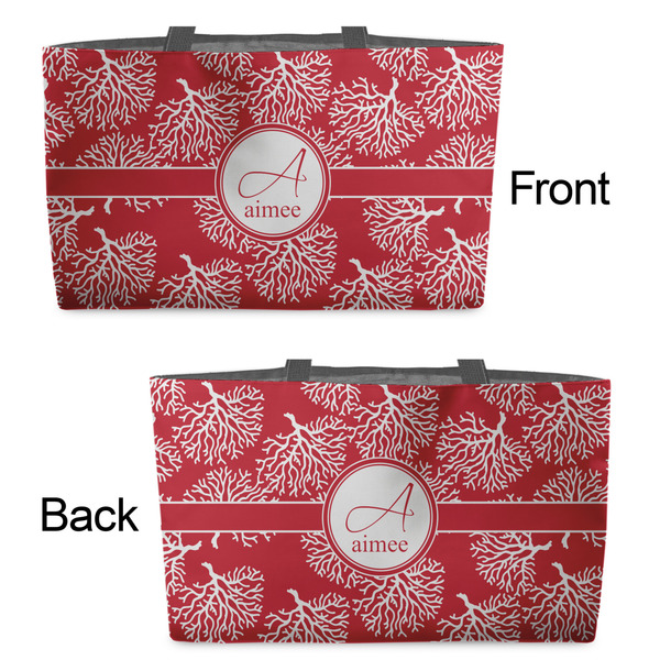 Coral Tote w/Black Handles - Front & Back Views
