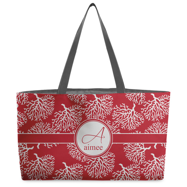 Custom Coral Beach Totes Bag - w/ Black Handles (Personalized)