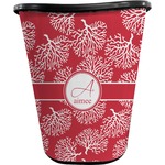 Coral Waste Basket - Single Sided (Black) (Personalized)