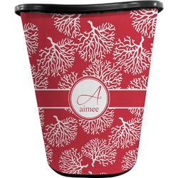 Coral Waste Basket - Double Sided (Black) (Personalized)