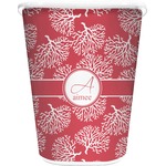 Coral Waste Basket - Single Sided (White) (Personalized)