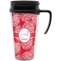 Coral Acrylic Travel Mug with Handle (Personalized)