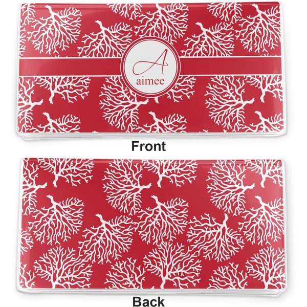 Coral Vinyl Check Book Cover - Front and Back