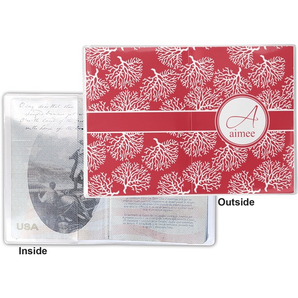 Coral Vinyl Passport Holder - Flat Front and Back