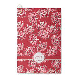 Coral Waffle Weave Golf Towel (Personalized)
