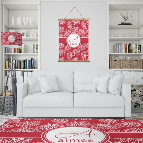 Coral Wall Hanging Tapestry - Portrait - IN CONTEXT