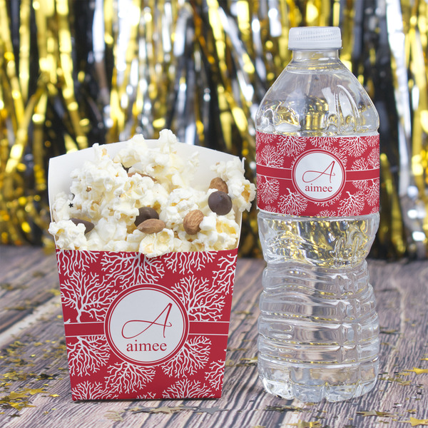 Coral Water Bottle Label - w/ Favor Box