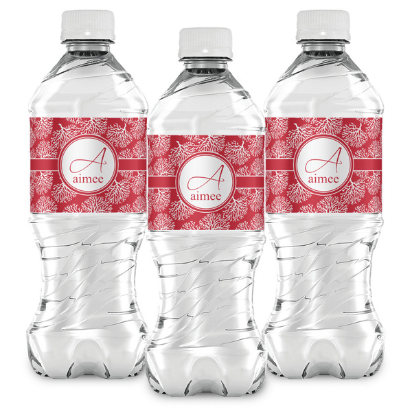 Coral Water Bottle Labels - Front View