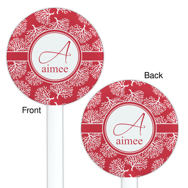 Coral White Plastic 5.5" Stir Stick - Double Sided - Round - Front & Back