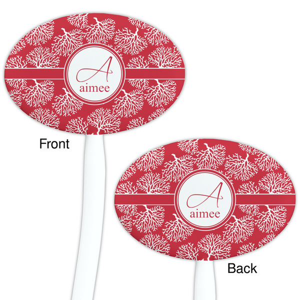 Coral White Plastic 7" Stir Stick - Double Sided - Oval - Front & Back