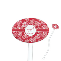 Coral 7" Oval Plastic Stir Sticks - White - Double Sided (Personalized)