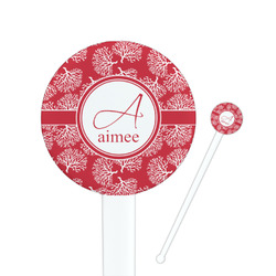 Coral 7" Round Plastic Stir Sticks - White - Double Sided (Personalized)