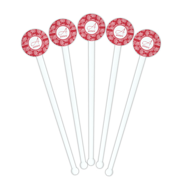 Coral White Plastic 7" Stir Stick - Round - Fan View