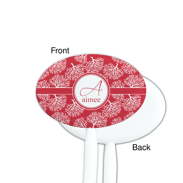 Coral White Plastic 7" Stir Stick - Single Sided - Oval - Front & Back