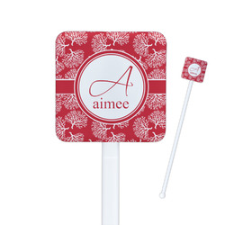 Coral Square Plastic Stir Sticks - Double Sided (Personalized)