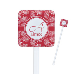 Coral Square Plastic Stir Sticks (Personalized)