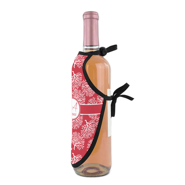 Coral Wine Bottle Apron - DETAIL WITH CLIP ON NECK