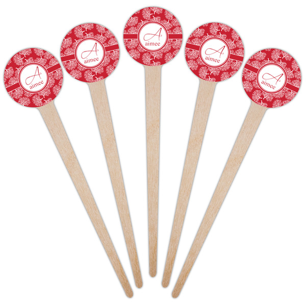 Coral Wooden 4" Food Pick - Round - Fan View