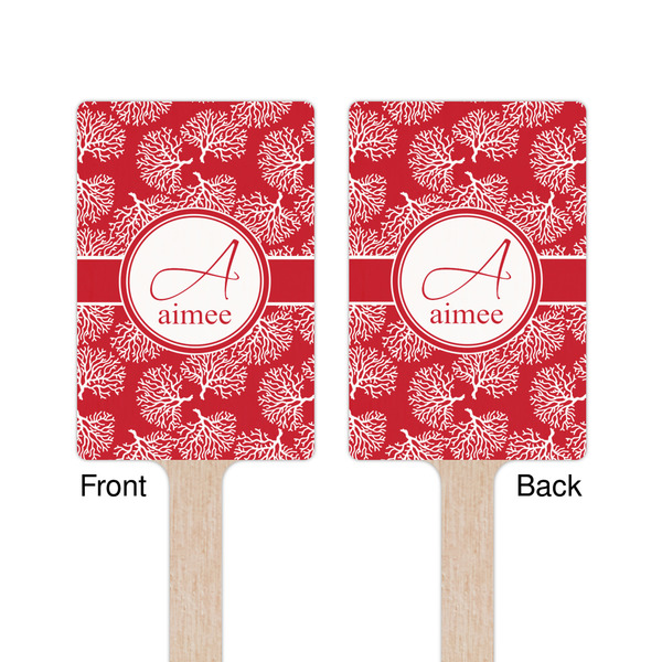 Coral Wooden 6.25" Stir Stick - Rectangular - Double Sided - Front & Back