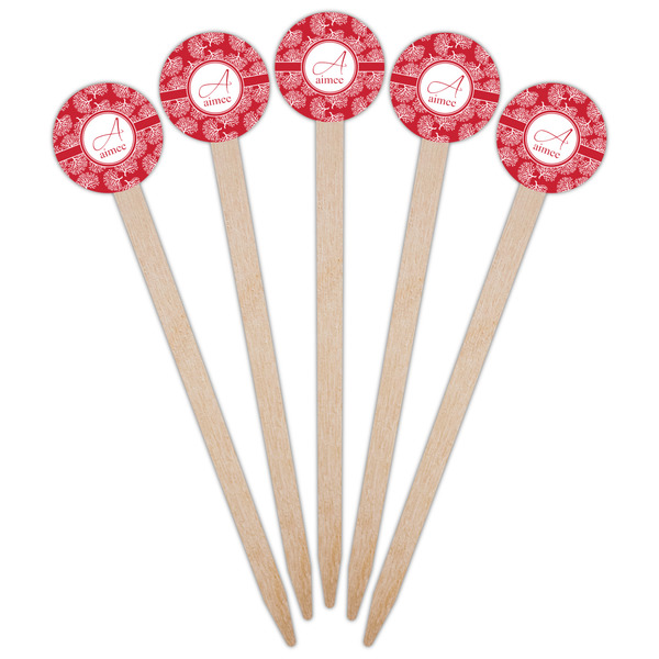 Coral Wooden 6" Food Pick - Round - Fan View