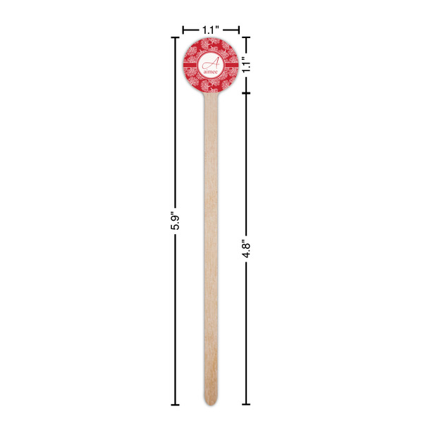 Coral Wooden 6" Stir Stick - Round - Dimensions