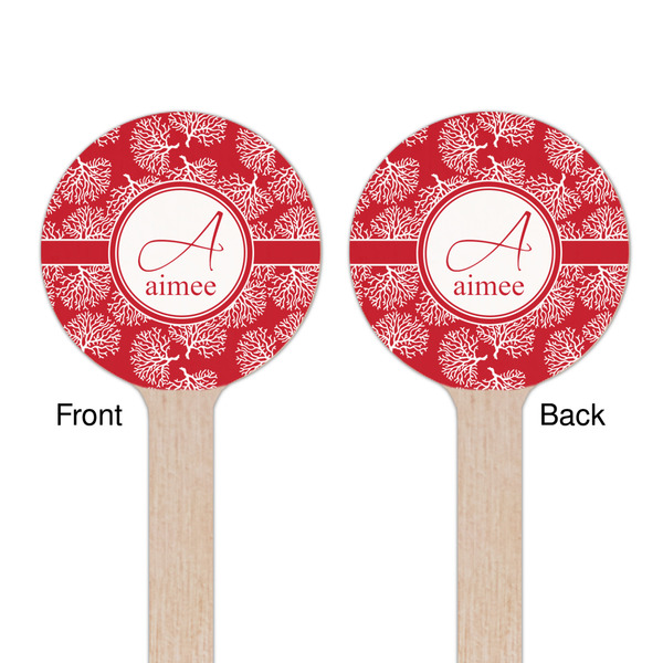 Coral Wooden 6" Stir Stick - Round - Double Sided - Front & Back