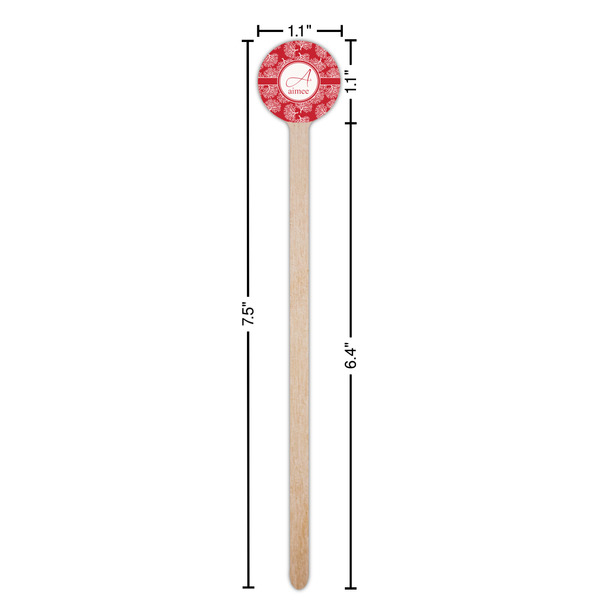 Coral Wooden 7.5" Stir Stick - Round - Dimensions