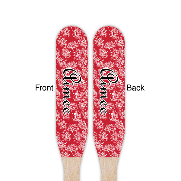 Coral Wooden Food Pick - Paddle - Double Sided - Front & Back