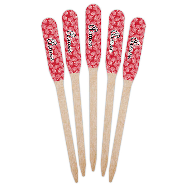 Coral Wooden Food Pick - Paddle - Fan View