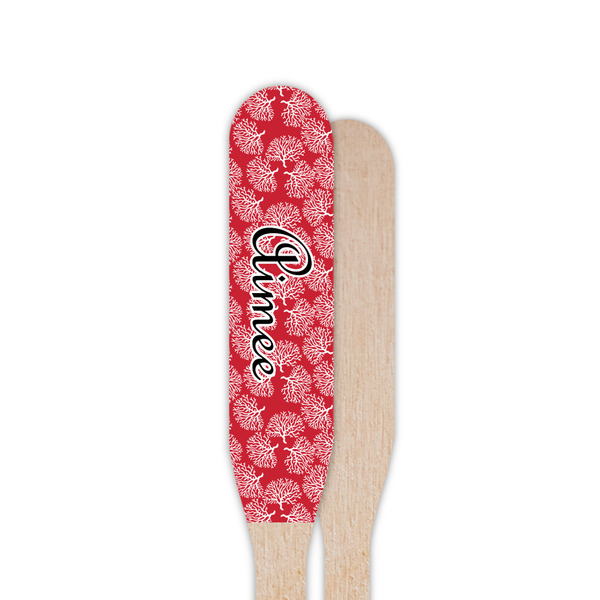 Coral Wooden Food Pick - Paddle - Single Sided - Front & Back