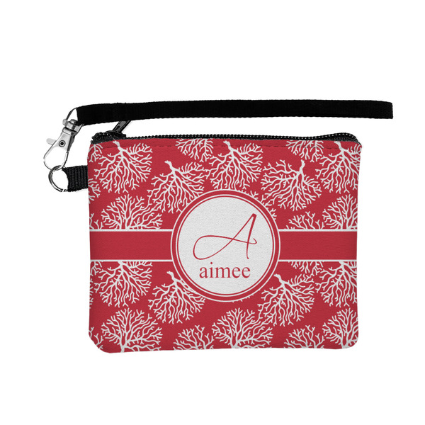 Custom Coral Wristlet ID Case w/ Name and Initial