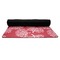 Coral Yoga Mat Rolled up Black Rubber Backing