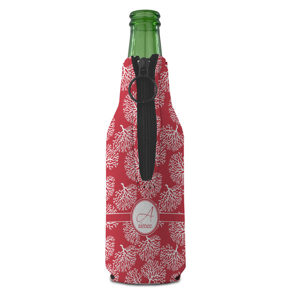 Coral Zipper Bottle Cooler - BACK (bottle)
