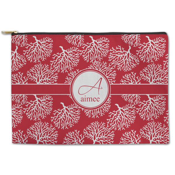 Custom Coral Zipper Pouch - Large - 12.5"x8.5" (Personalized)