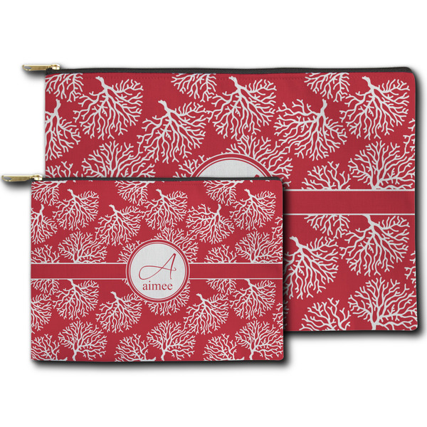 Coral Zippered Pouches - Size Comparison