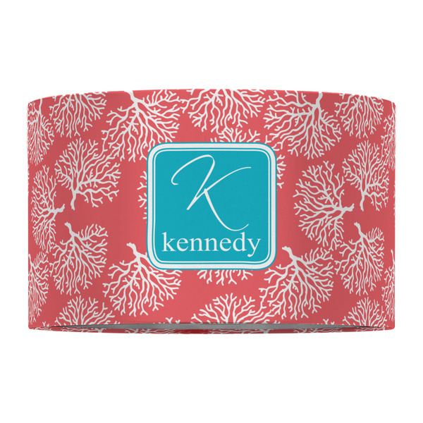 Coral & Teal 12" Drum Lampshade - FRONT (Fabric)