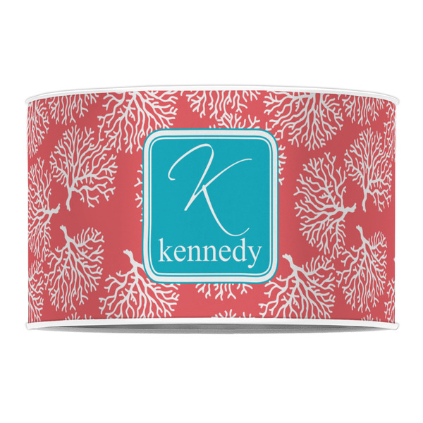 Coral & Teal 12" Drum Lampshade - FRONT (Poly Film)