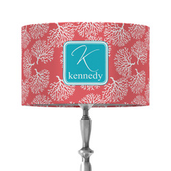 Coral & Teal 12" Drum Lamp Shade - Fabric (Personalized)