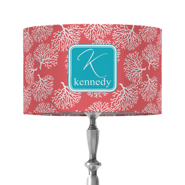 Custom Coral & Teal 12" Drum Lamp Shade - Fabric (Personalized)