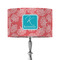 Coral & Teal 12" Drum Lampshade - ON STAND (Fabric)