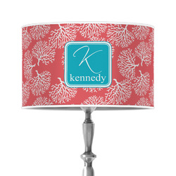 Coral & Teal 12" Drum Lamp Shade - Poly-film (Personalized)