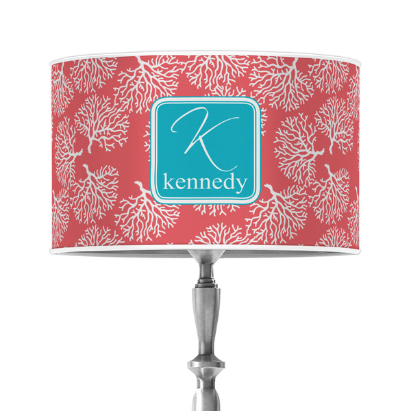 Custom Coral & Teal 12" Drum Lamp Shade - Poly-film (Personalized)