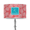 Coral & Teal 12" Drum Lampshade - ON STAND (Poly Film)