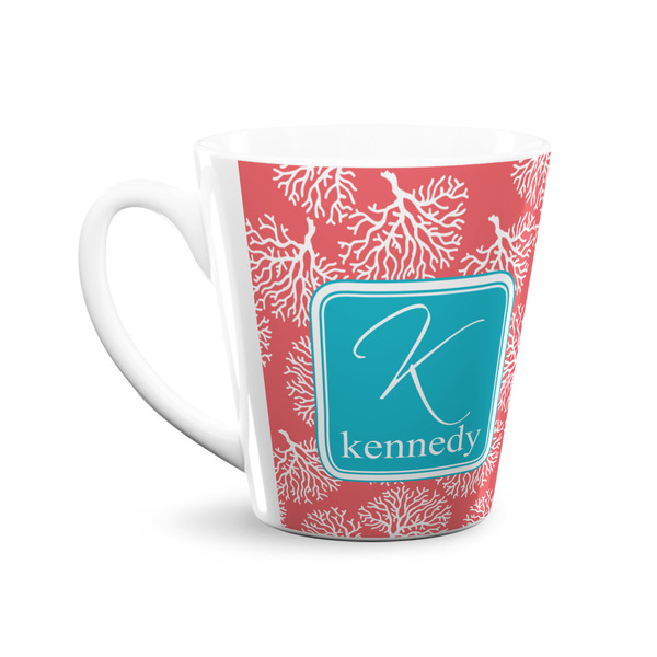 Coral & Teal 12 Oz Latte Mug - Front