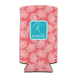 Coral & Teal Can Cooler (tall 12 oz) (Personalized)