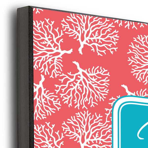 Coral & Teal 12x12 Wood Print - Closeup