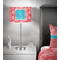 Coral & Teal 13 inch drum lamp shade - in room
