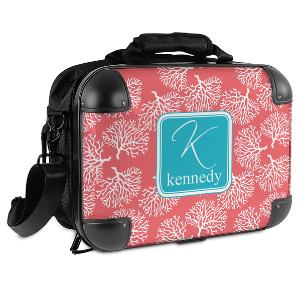 Custom Coral & Teal Hard Shell Briefcase (Personalized)