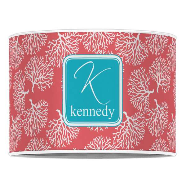 Coral & Teal 16" Drum Lampshade - FRONT (Poly Film)