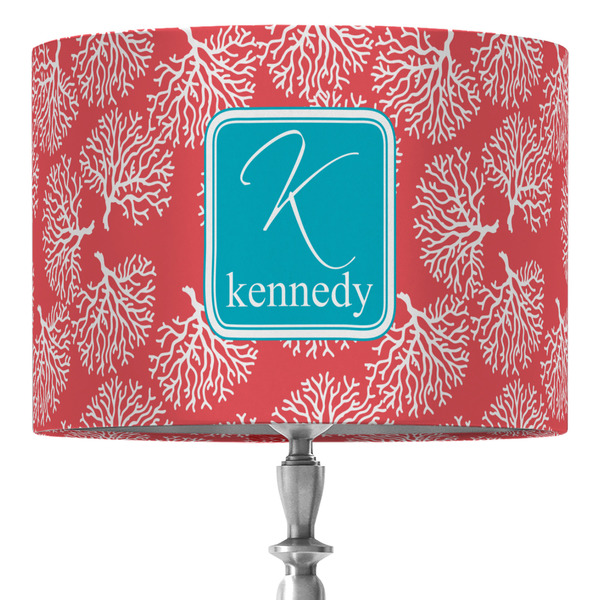Custom Coral & Teal 16" Drum Lamp Shade - Fabric (Personalized)